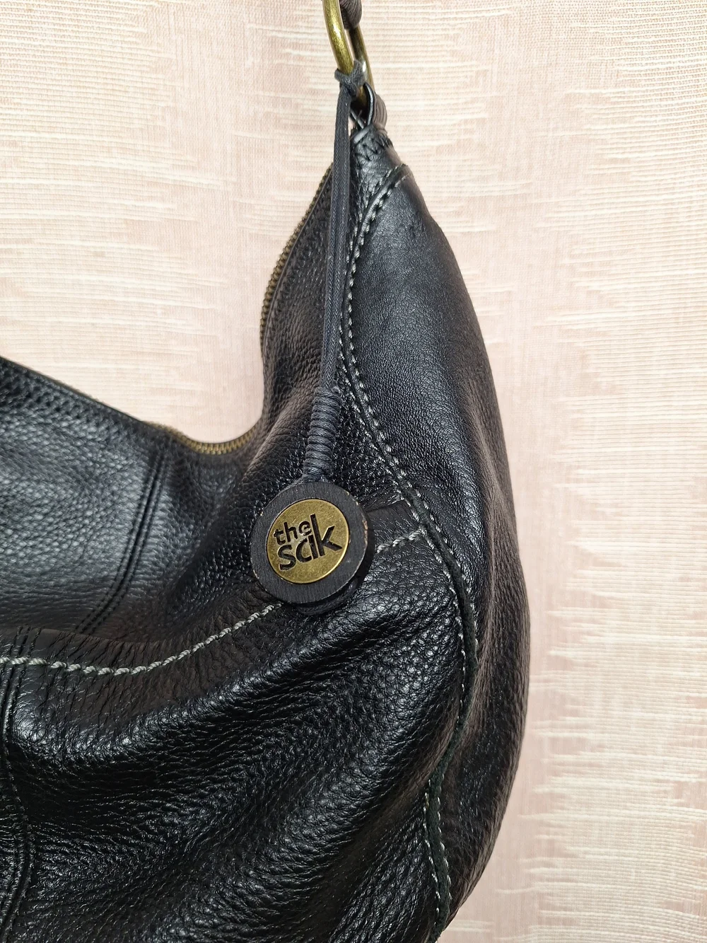 The Sak Black Pebbled Leather Hobo Shoulder Bag